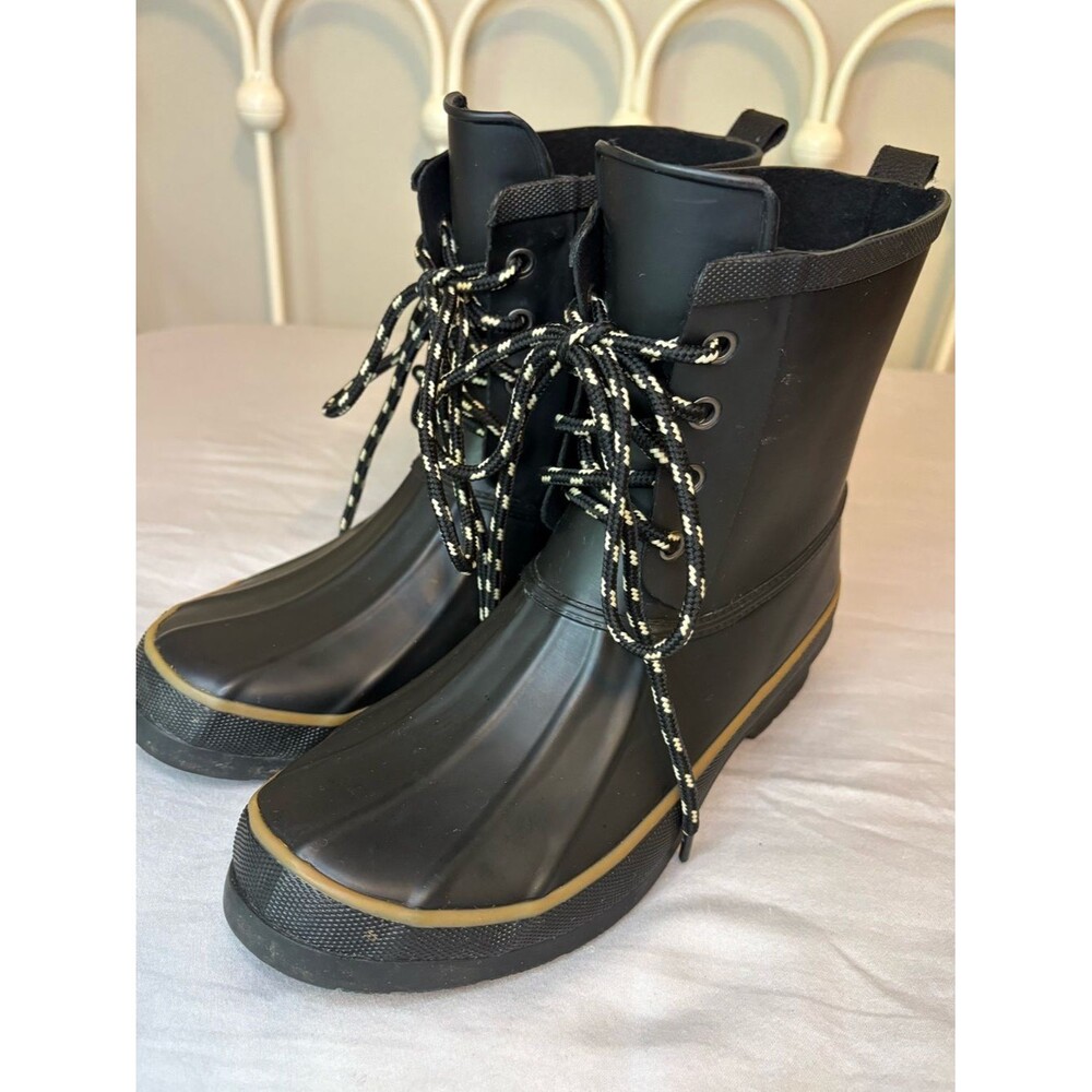 Chooka Classic Rain Duck Boots Black Lace Up Waterproof Women’s 8